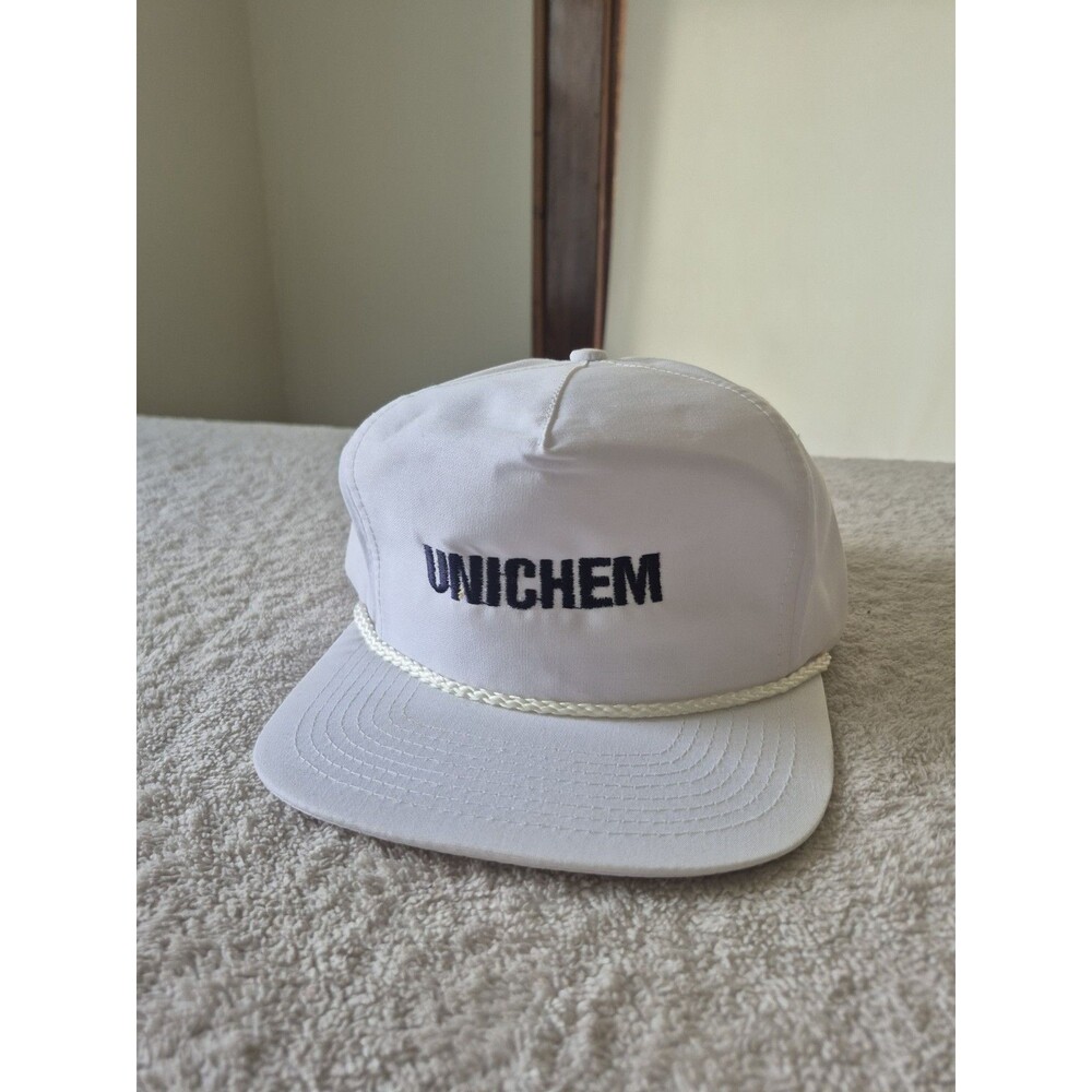 Vintage UNICHEM Industrial Division White Snapback Hat Rope Cap USA Made
